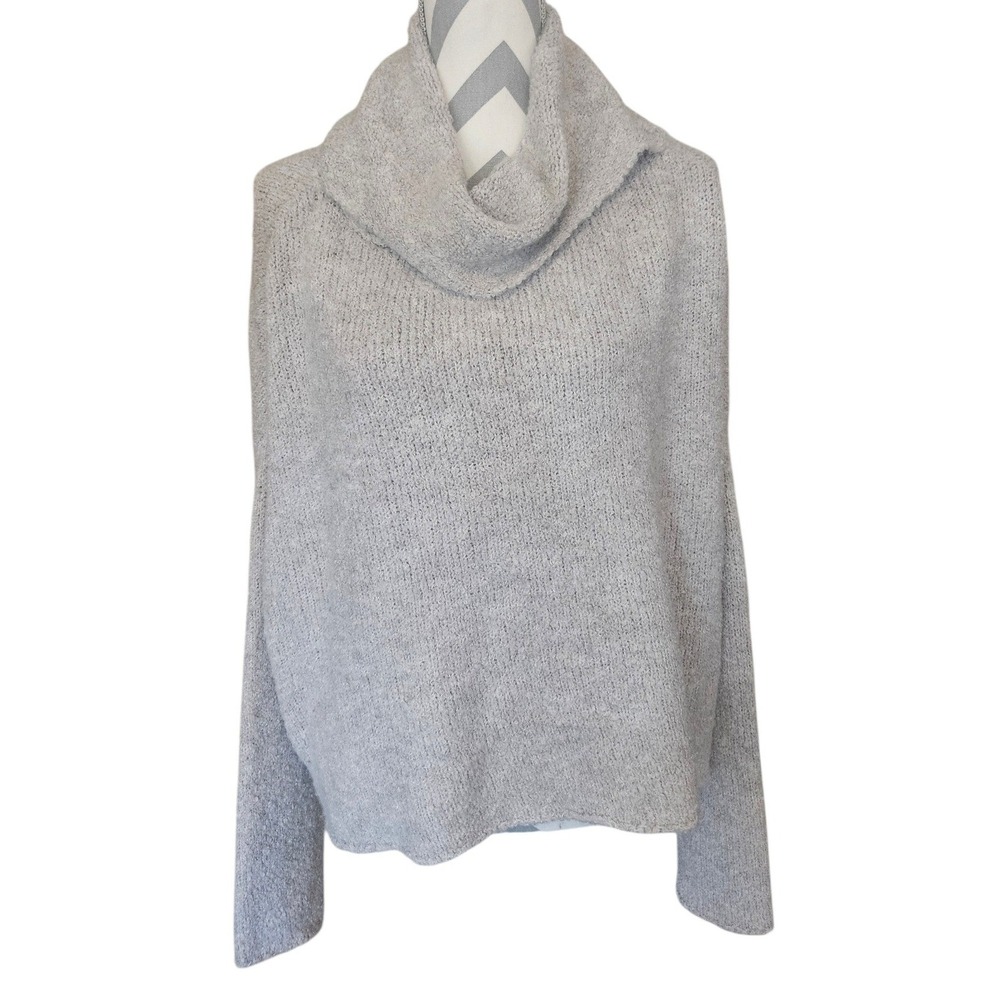 Natural Life Cowl Neck Sweater XL Light Gray Marl Knit Oversized Wool Blend